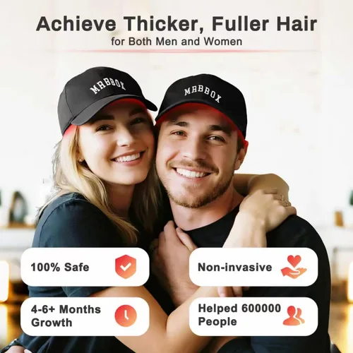 Miniatura 2 de Gorra de crecimiento del cabello con luz roja, 528 emisores de luz total, terapia de luz roja para el cabello, ajuste ajustable, sesiones en casa