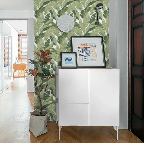 Miniatura 4 de Papel tapiz para despegar y pegar, hojas verdes, papel tapiz de palmeras tropicales, 16.1 x 118 pulgadas, papel de contacto extraíble autoadhesivo