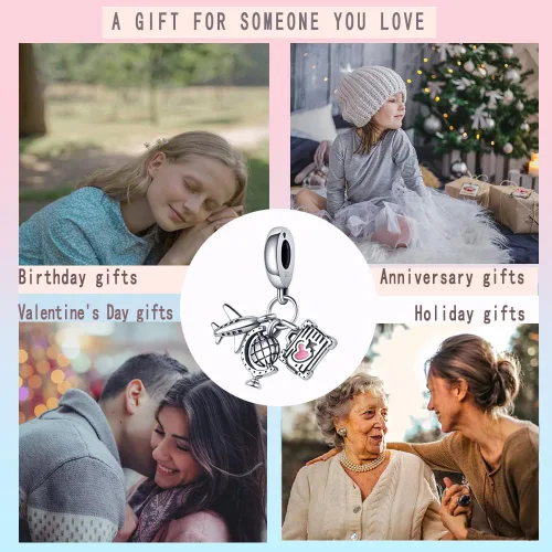 Miniatura 154 de LNQOBU Happy Life - Colgante para pulseras de abalorios, plata de ley 925 para mujer (con un espaciador de cuentas)