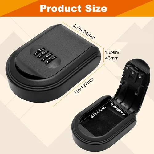 Miniatura 2 de Soporte magnético para llaves con cerradura, caja de cerradura magnética oculta debajo del automóvil, combinación segura de 4 dígitos con código