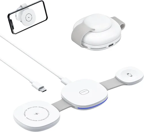 Estación de carga inalámbrica para iPhone, cargador magnético 3 en 1, múltiples dispositivos para Apple, carga rápida de 15 W, almohadilla de carga