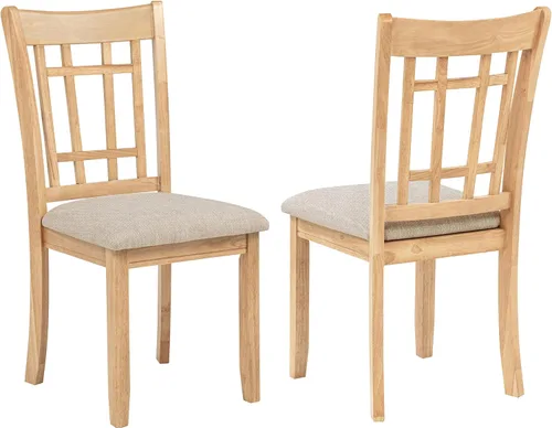 Coaster Home Furnishings - LAVON - Madera y tela - Sillas de comedor sin brazos con asiento tapizado - Juego de 2 - Roble claro y lino - 106622
