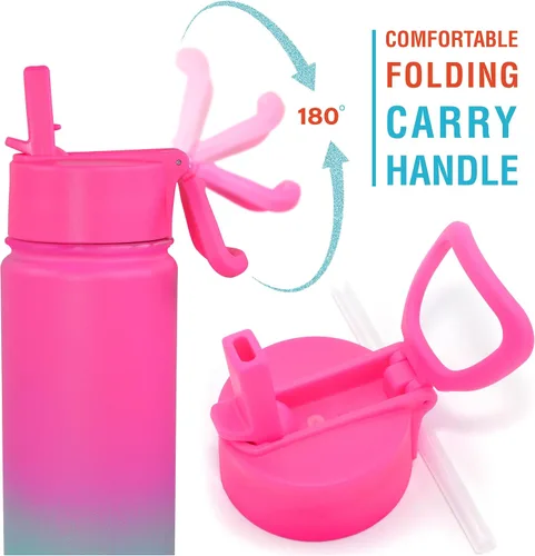 Miniatura 5 de CHILLOUT LIFE Botella de agua aislada para niños de 22 onzas para la escuela con tapa con pajilla, a prueba de fugas y bonitas calcomanías Slushy