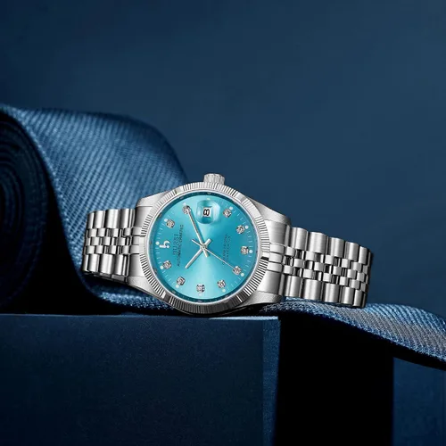 Miniatura 3 de BUREI Relojes automáticos de lujo de acero inoxidable para hombre, relojes impermeables para hombres, regalos para hombres