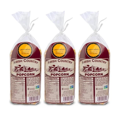 Miniatura 18 de Amish Country Popcorn Bolsa de 1 libra Granos de palomitas de maíz Ladyfinger A la antigua, sin OGM y sin gluten