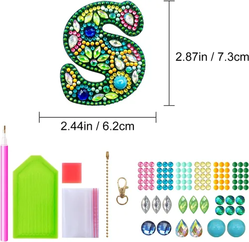 Miniatura 2 de YOYA Llaveros de Pintura de Diamantes de Doble Cara 5D Letras Kit de Llaveros de Pintura de Diamantes DIY Taladro Completo Llaveros de Arte