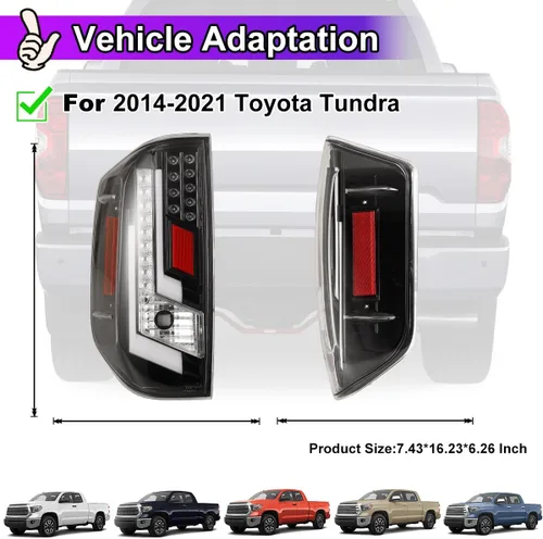 Miniatura 4 de Nixon Offroad Luces traseras para Toyota Tundra 2014-2021, luces traseras LED, reemplazo de montaje de 1 par