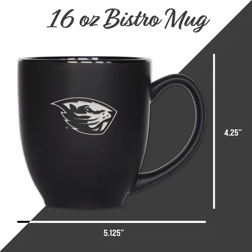 Miniatura 4 de Rico Industries - Taza de cerámica mate negra con grabado láser estándar de 15oz para NCAA (escuelas T & U) - Para bebidas calientes o frías