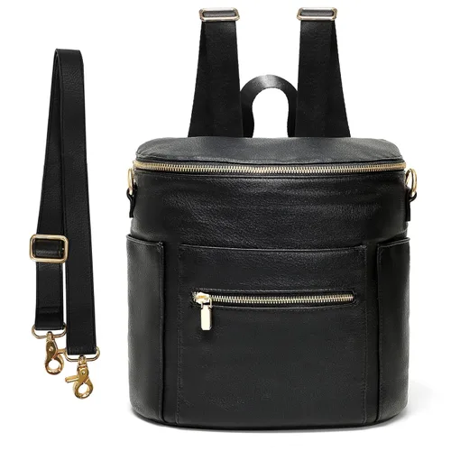 miss fong Pequeña bolsa de pañales mini bolsa de pañales, mochila de cuero para pañales con 14 bolsillos, bolsillos aislados y correa para el hombro