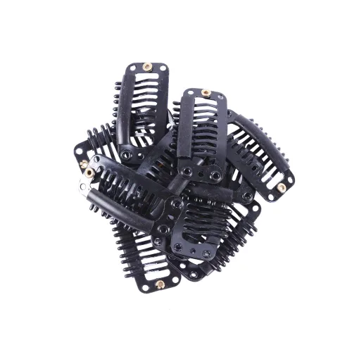 Miniatura 3 de YANTAISIYU 24 unids/lote 1.260 in 9-dientes Metal peluca clips con tapón de goma, peluca invisible accesorios clips (negro)