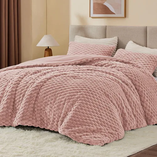 Miniatura 20 de BEDELITE Juego de Edredón Esponjoso Twin - Edredón Suave de Vellón Beige para Cama Twin, Juego de Ropa de Cama Lujoso y Cálido para Invierno, Juego