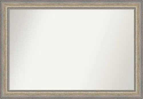 Miniatura 211 de Amanti Art Espejo de baño plateado para sobre fregadero, 28 x 47 pulgadas, espejo rectangular de plata imperial, marco de madera tradicional de gran