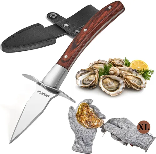 Miniatura 8 de Cuchillo de ostras, kit de shucker de ostras, cuchillo de shucking de ostras con mango de madera cómodo, cuchillos de ostras resistentes y afilados