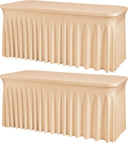 Miniatura 29 de Mantel rectangular de elastano negro, funda elástica ajustada para mesas rectangulares de 1,8 m, falda de mesa elástica sin arrugas para decoración