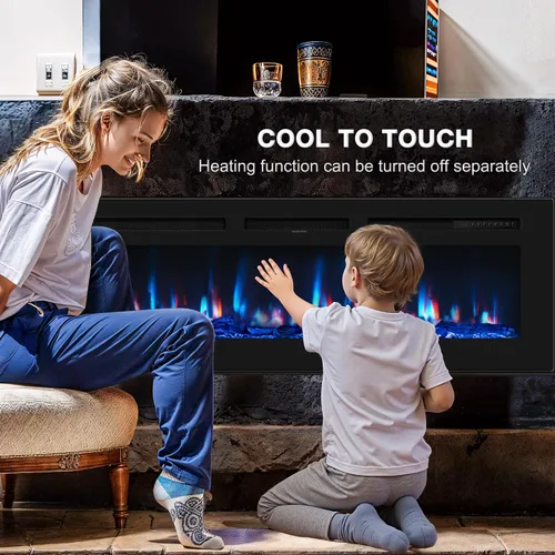 Miniatura 6 de Manastin Chimenea eléctrica de 60 pulgadas empotrada en la pared y montada en la pared con control remoto, calentador de chimenea de 1500/750 W