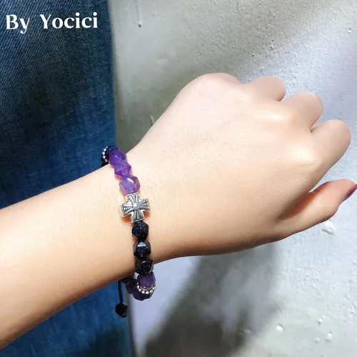 Miniatura 21 de Pulseras de la amistad, pulsera de obsidiana negra arcoíris para mujeres y hombres, 0.394 pulgadas (0.394 in), ojo de tigre, hematita y cristal