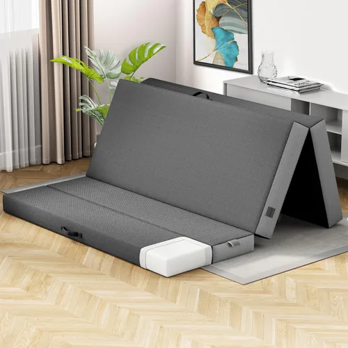 Miniatura 11 de Cozzzi Colchón plegable individual de 4 pulgadas para suelo y viajes con funda extraíble, colchón ligero y portátil para adultos y niños, compacto
