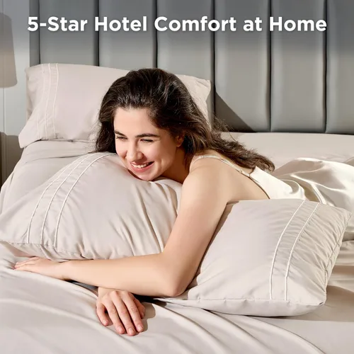 Miniatura 8 de Juego de sábanas tamaño individual con funda de almohada bordada, sábanas de microfibra ultrasuave de 3 piezas, comodidad de hotel de lujo, sábana