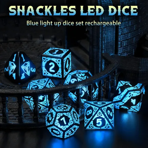 Miniatura 4 de Juego de dados LED DND, Juego de dados con luz recargable genial para mazmorras y dragones, dados poliédricos ZHOORQI D y D con caja de carga
