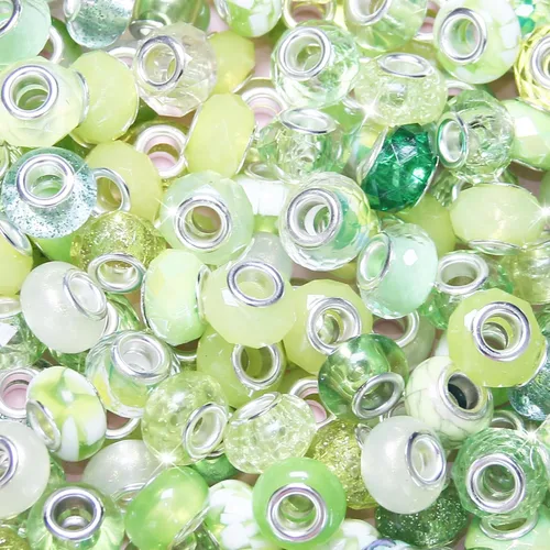 Miniatura 23 de ZYEHXED 60 Piezas Cuentas Negras de Agujero Grande, Cuentas Grandes de Artesanía Europea, Cuenta de Lampwork Murano de Agujero Grande, Cuenta