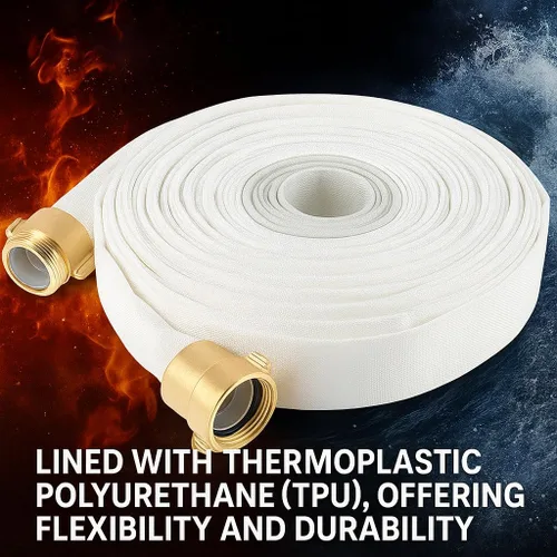 AKW Manguera contra incendios, blanca, 1-1/2" diámetro interior, 500 PSI presión de ráfaga, M x F NST conectores de latón (50 pies)