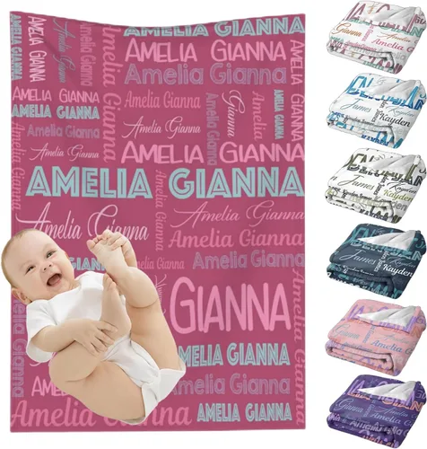 Miniatura 21 de Mantas de bebé personalizadas para niñas y niños, mantas de bebé personalizadas con nombre para niños y niñas, regalos personalizados para bebés