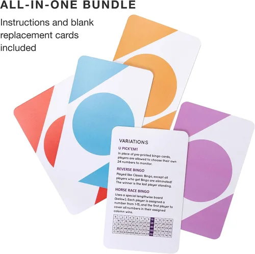 Miniatura 7 de Royal Bingo Supplies Juego de bingo para adultos, personas mayores y familia, 1000 fichas, 100 tarjetas, mazo jumbo de tarjetas de llamada, juego