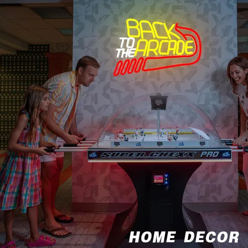 Miniatura 7 de Letrero de neón retro de Arcade grande, luz de neón "Back to the Arcade" regulable, letreros de neón para jugadores para decoración de pared