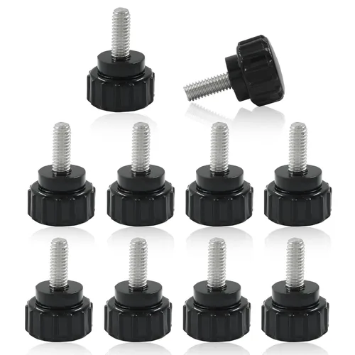 10 tornillos moleteados de rosca M4 x 0.394 in, tornillos moleteados de hierro galvanizado M4, tornillo de sujeción tipo tornillo negro, tornillos