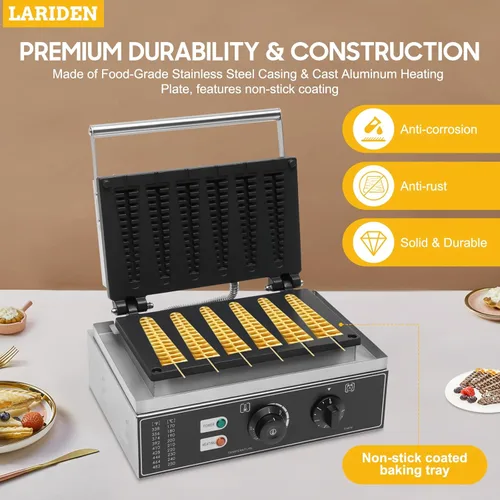 Miniatura 6 de Máquina de gofres comercial, máquina de gofres antiadherente, máquina de gofres para restaurante que hace gofres individuales con controles