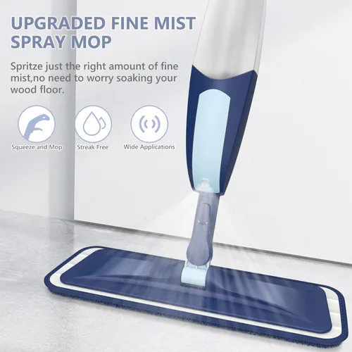 Miniatura 2 de Mopa con aerosol para limpieza de suelos, mopa de piso de madera microfibra TRAV-ROUND con 5 almohadillas lavables reutilizables para limpieza