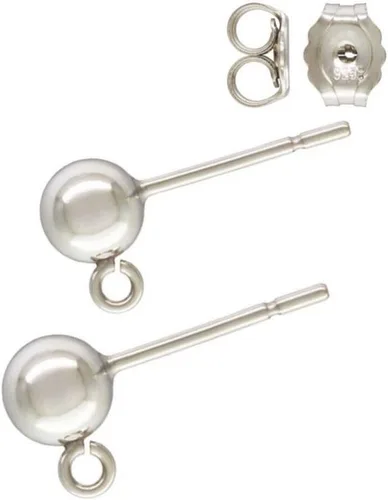 Adabele - 10 pares de aretes de plata de ley 925 auténtica, anillos abiertos de bola de 0.118 pulgadas con 20 piezas de espaldas de tuerca para