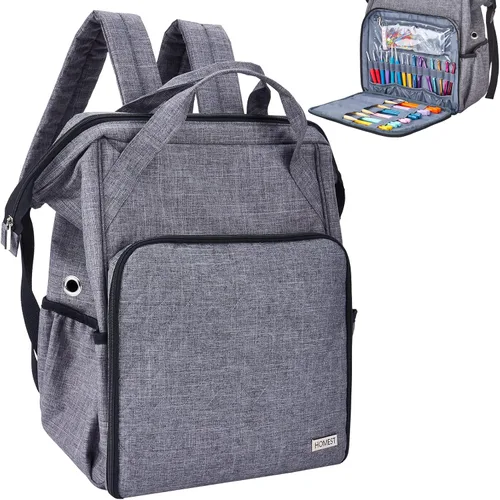 Miniatura 8 de HOMEST Mochila de Bolso para Tejer, Organizador de Almacenamiento para Crochet, Porta Hilos Grande con Bolsillo Frontal Personalizado para Rosa