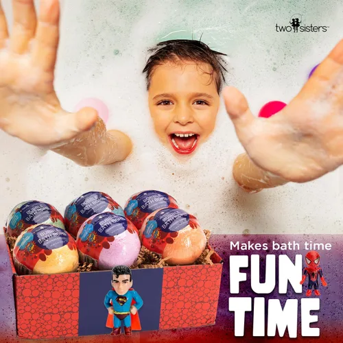 Miniatura 2 de Bombas de baño de superhéroes para niños con juguetes sorpresa en el interior (paquete de 6) - Bomba de burbujas grande para niños, niñas y niños