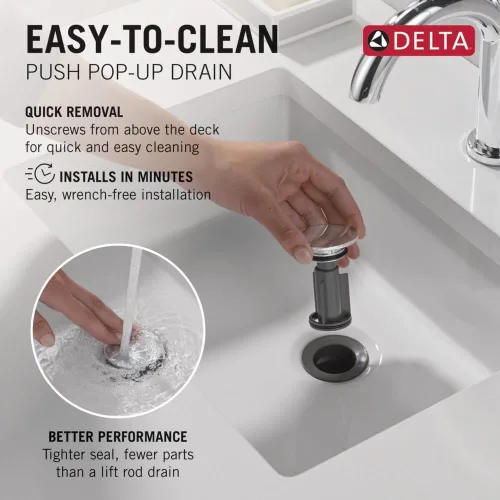 Miniatura 8 de Delta Faucet Esato - Grifo de baño generalizado cromado, grifo de baño de 3 agujeros, grifo de lavabo de baño, montaje de drenaje incluido, cromado