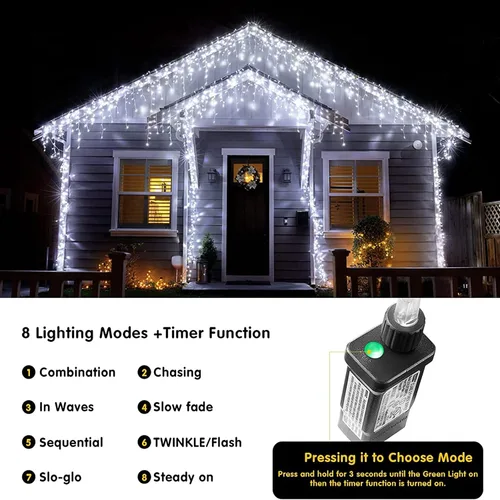 Miniatura 3 de Luces LED de Navidad para exteriores, decoraciones de Navidad, luz colgante de 400 LED, 8 modos, 75 gotas, impermeable, para interiores