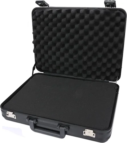 Miniatura 3 de Maletín de dinero de aluminio negro para efectivo cajas de metal para hombres negocios Attache caso rígido doble combinación cerraduras con espuma