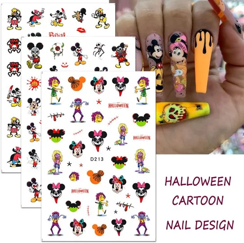Miniatura 5 de 8 hojas de calcomanías de uñas de Halloween autoadhesivas 3D para Halloween, góticas, decoración de uñas, suministros de arte de uñas divertidas