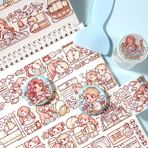 Alideco Cintas Adhesivas Decorativas Pequeñas Mochi Washi Tape Ideales para Suministros de Bullet Journal, Artes, Álbum de Recortes, Manualidades