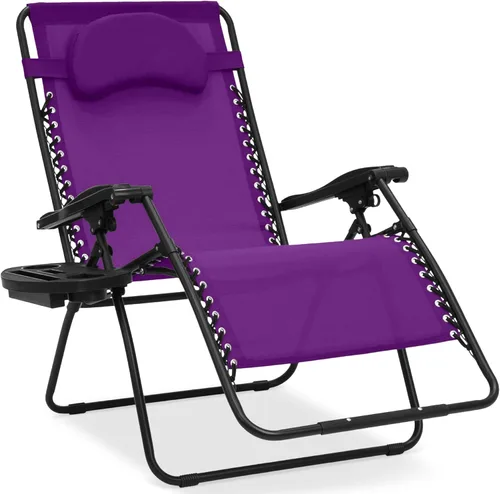 Miniatura 31 de Best Choice Products Silla de gravedad cero de gran tamaño, plegable para patio al aire libre, reclinable, con soporte para tazas, bandeja de Verde
