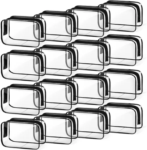 Miniatura 13 de TISRATOK 16 bolsas de maquillaje transparentes, bolsa de aseo de artículos esenciales de viaje, organizador de cosméticos de PVC transparente, bolsa