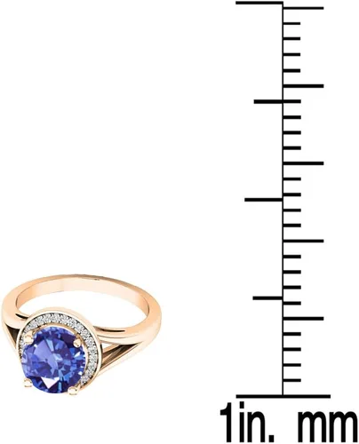 Miniatura 148 de Dazzlingrock Collection Anillo de compromiso redondo de 0.276 in con halo de diamante blanco y vástago dividido para ella en oro macizo de 14