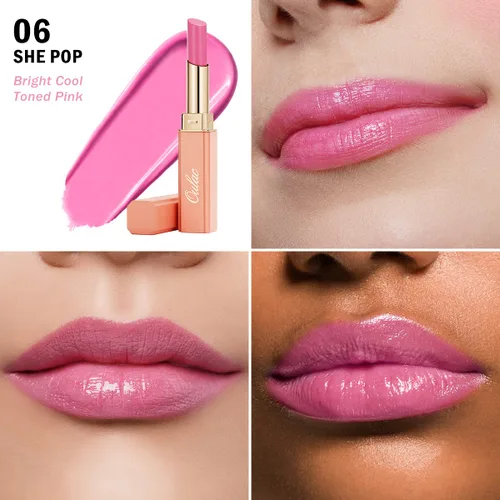 Miniatura 4 de Oulac Lápiz Labial Rosa Hidratante con Brillo - Lápiz Labial Hidratante Bálsamo Labial Tintado Brillante, Acabado Brillante Transparente Jugoso