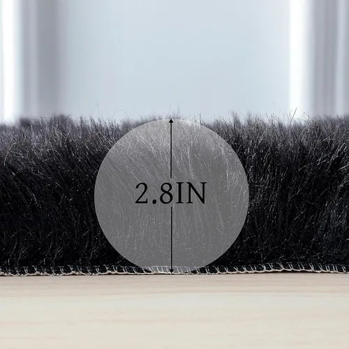 Miniatura 2 de linmopm Alfombra de piel sintética de pelo lanudo esponjoso negro de 2x6 pies para dormitorio, cabecera de la cama, suelo, sala de estar, cojín