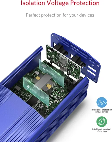 Miniatura 3 de Inversor de corriente DC 12 V a 110 V AC convertidor (azul)