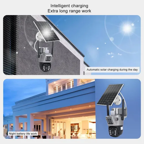 Miniatura 4 de Pyhodi Cámara de seguridad solar al aire libre WiFi inalámbrica HD NightIP66 cámara de vigilancia, detección humana NightPIR de color, 2 vías