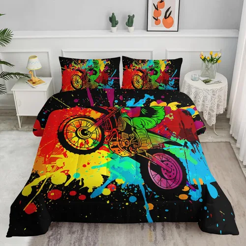 Miniatura 48 de Juego de edredón para niños Axolotl, tamaño individual, juego de ropa de cama con diseño de autos de carreras para niños, niñas, adolescentes