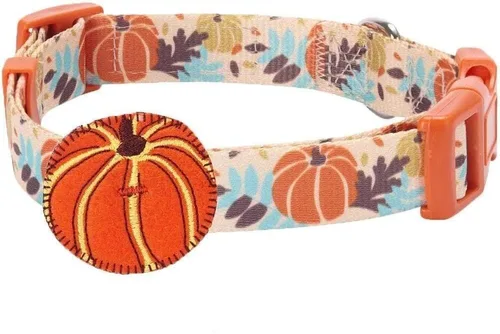 Blueberry Pet-10 patrones de otoño, Halloween, Día de Acción de Gracias, collar de perro, etc., L, Pumpkin Calabaza