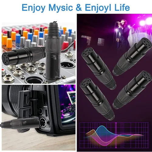 Miniatura 6 de XMSJSIY Conectores XLR hembra de 4 pines, conector de micrófono de audio XLR-F de 4 pines, conectores de cable XLR de repuesto, enchufe F de audio