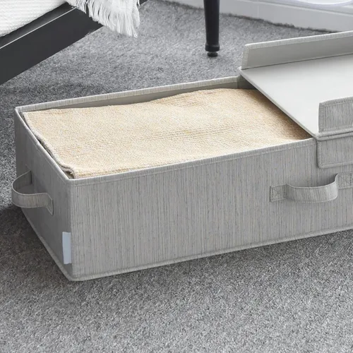 Miniatura 4 de Sukkiri - Contenedor de almacenamiento para debajo de la cama con tapa superior, organizador grande de tela plegable para armario, mantas, ropa